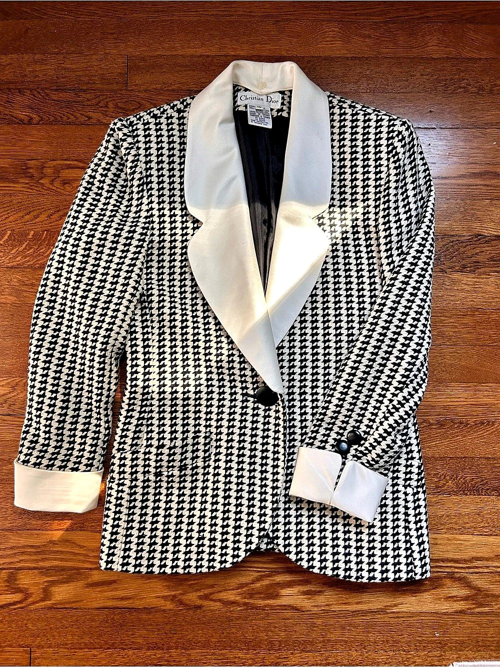 Vintage Christian Dior Houndstooth Skirt Suit in Black & White